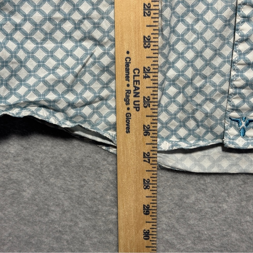 Wrangler Competition Pearl Snap Men's White and Blue Geometric Shirt - Picture 9 of 9